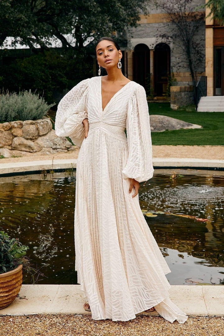 Florie | Women's Elegant Long V-Neck Maxi Dress