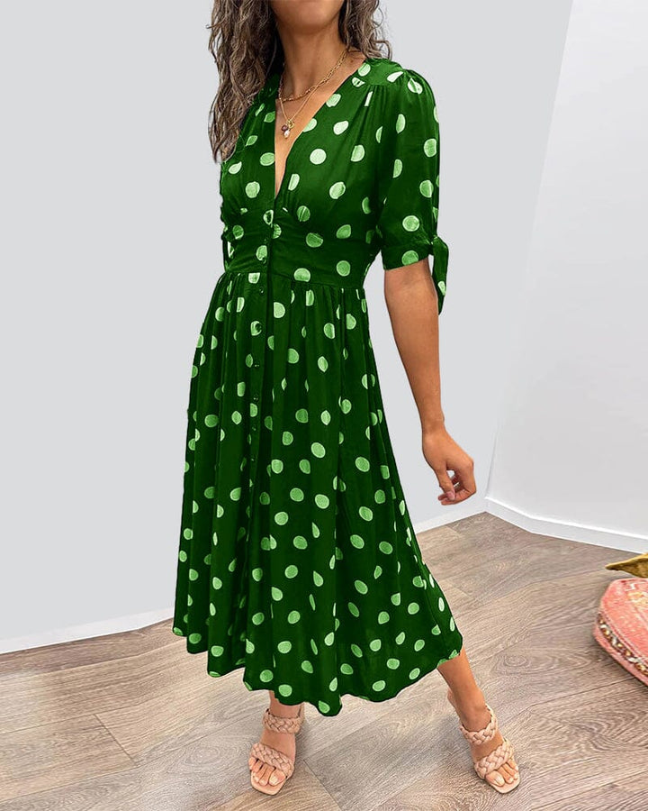 Bellamy | Women's Polka Dots V-Neck Midi Dress