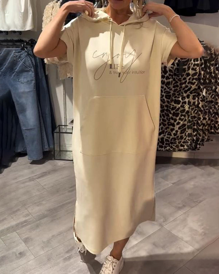 Bridget | Women's Longline Casual Hoodie Midi Dress with Drawstring