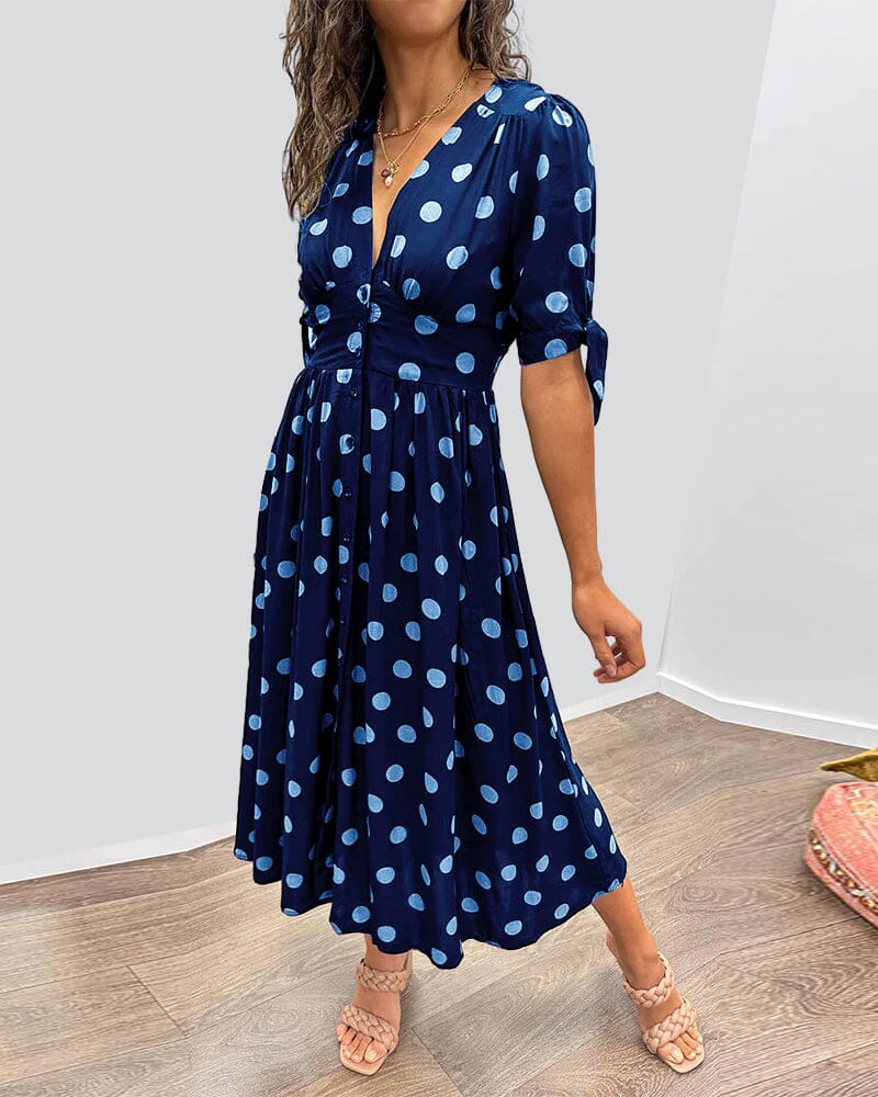 Bellamy | Women's Polka Dots V-Neck Midi Dress