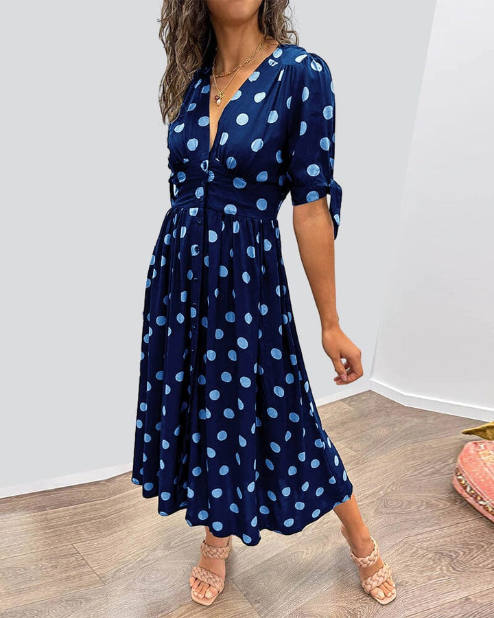 Bellamy | Women's Polka Dots V-Neck Midi Dress
