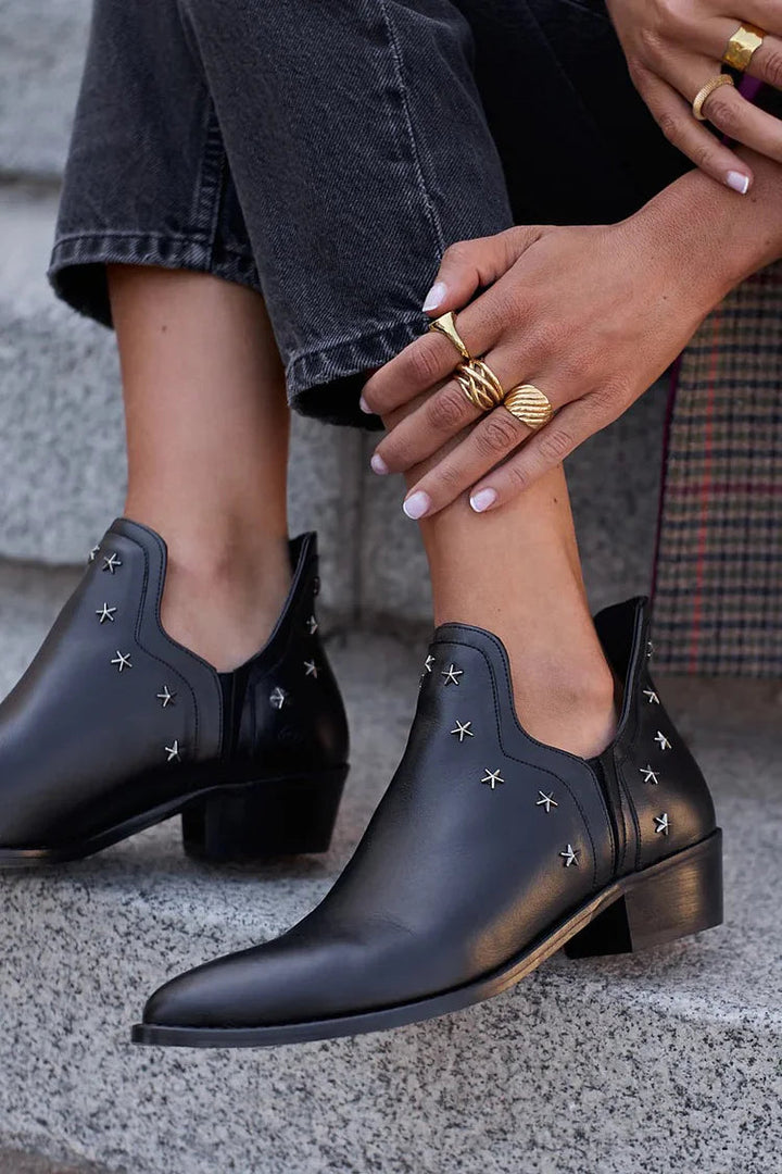 Women's Pointed-Toe Ankle Boot With Star Details