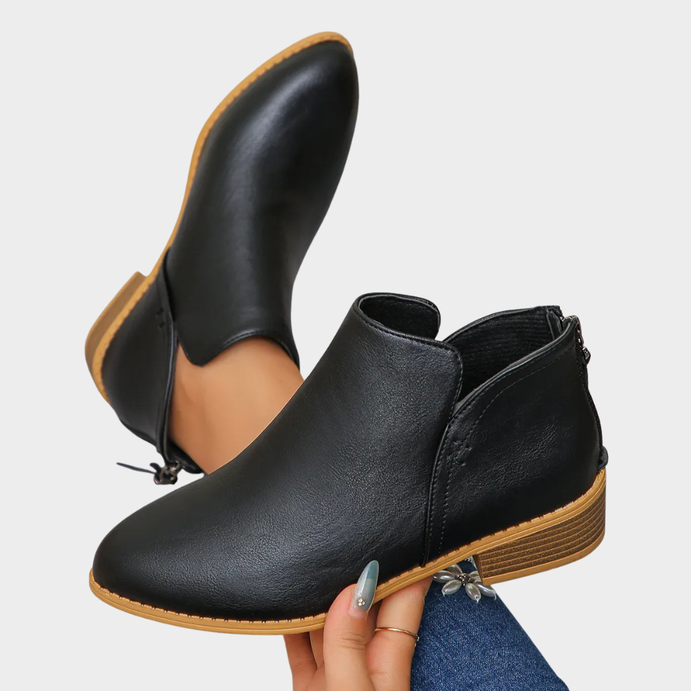 Oakley | Women's Cushioned Zip Low Heel Ankle Boots