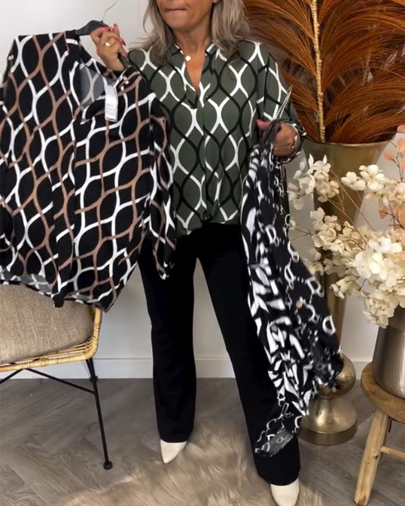 Amelia | Women's Casual Patterned Long Sleeve Blouse