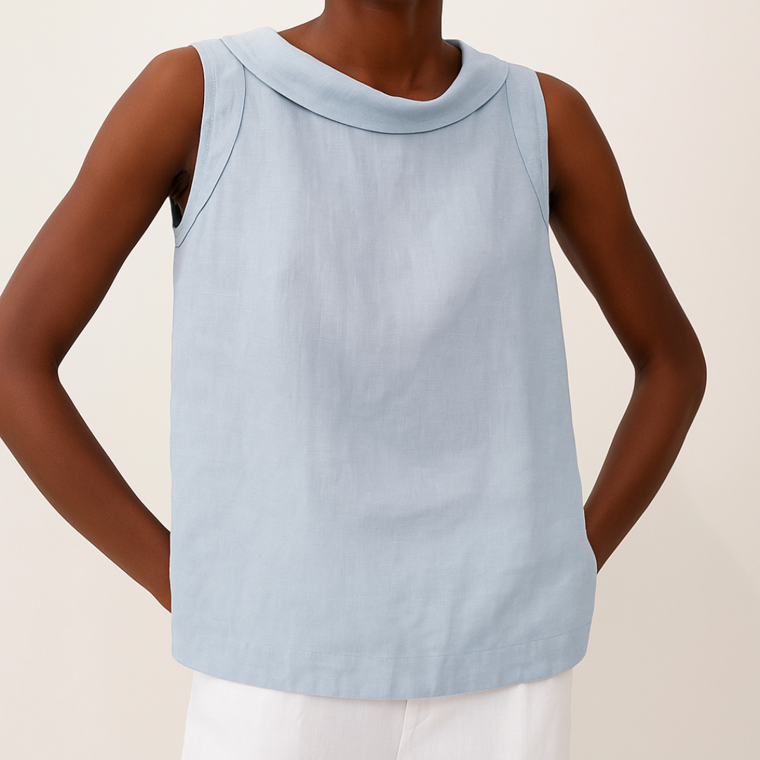 Maria | Women's Longline Stylish Sleeveless Top with Elegant Roll Collar