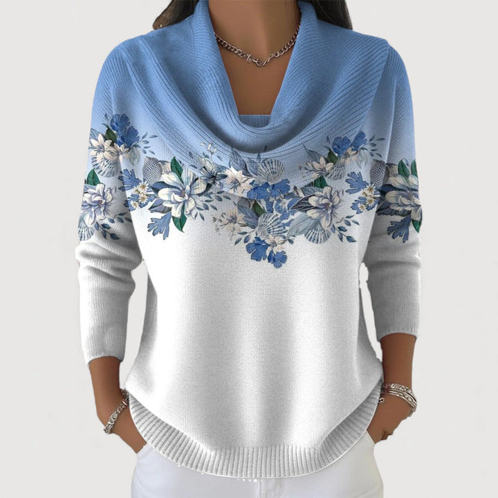Alora | Women's Floral Print Cowl Neck Jumper
