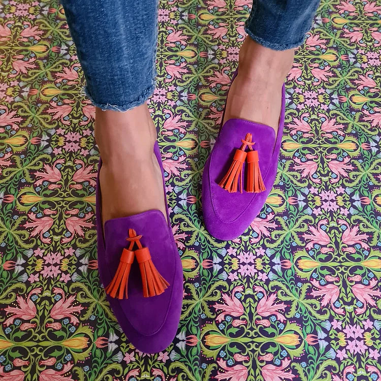 Women's Slip-On Purple Loafers With Tassels
