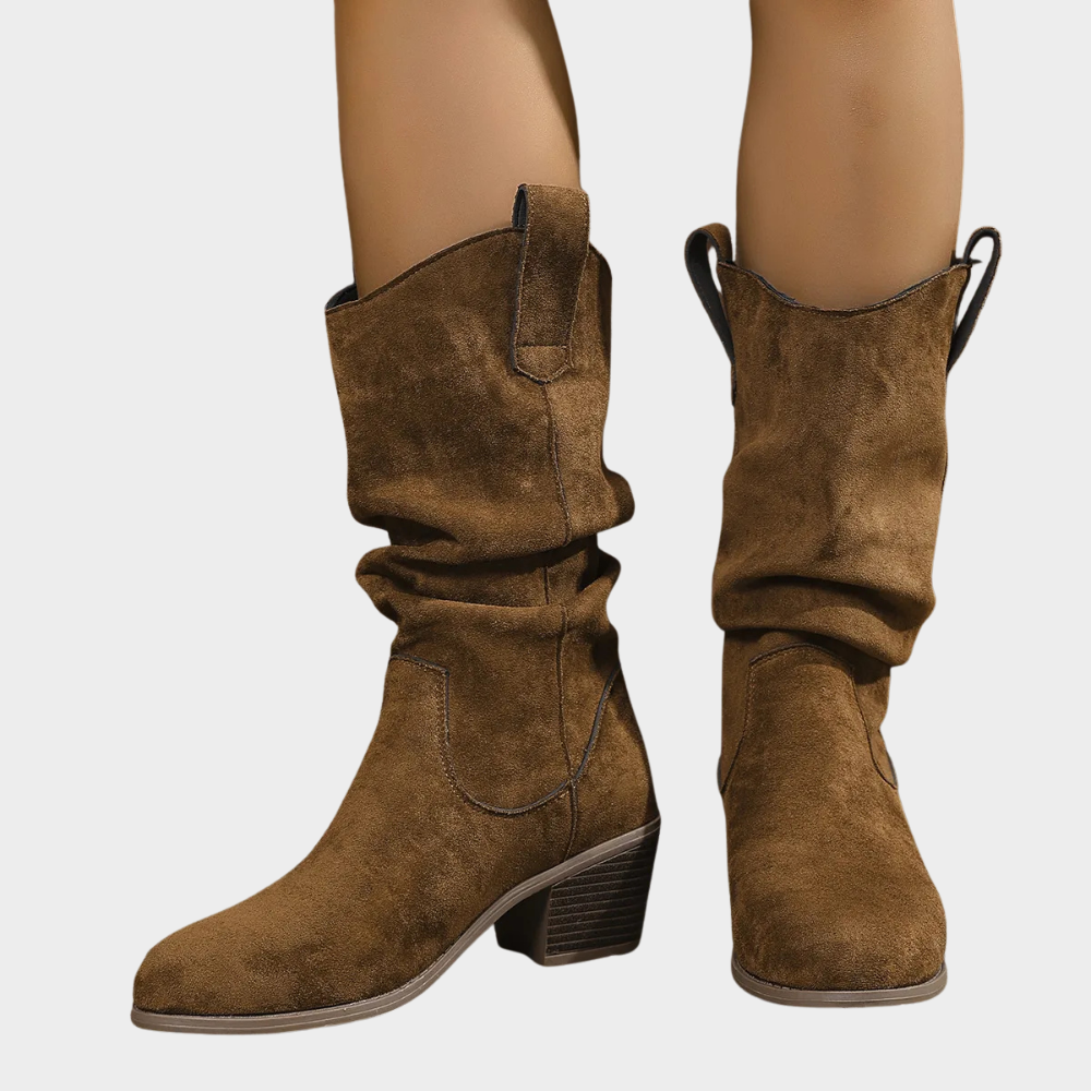 Jade | Women's Cushioned Slip-On Mid-Heel Cowboy Boots
