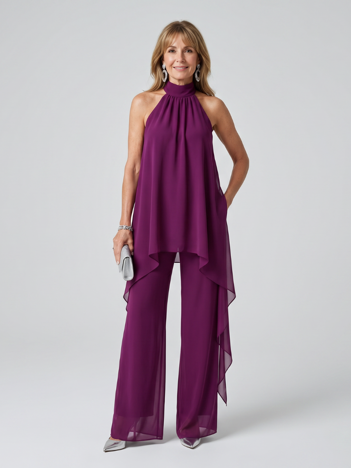 Bearim | Women's Relaxed Halter Neck Asymmetric Tunic Set