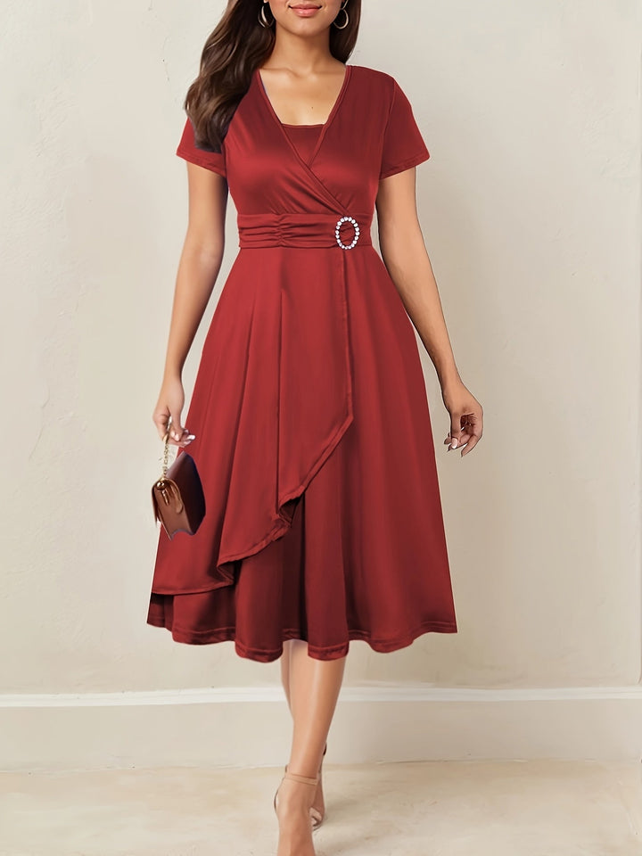 Hilda | Women's Elegant Rhinestone V-Neck Evening Maxi Dress