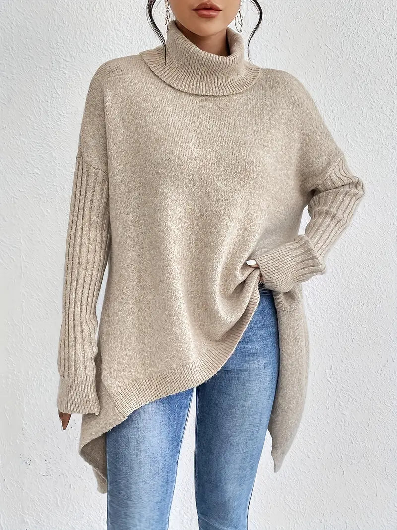 Bridgette | Women's Longline Comfy Long Turtleneck Jumper