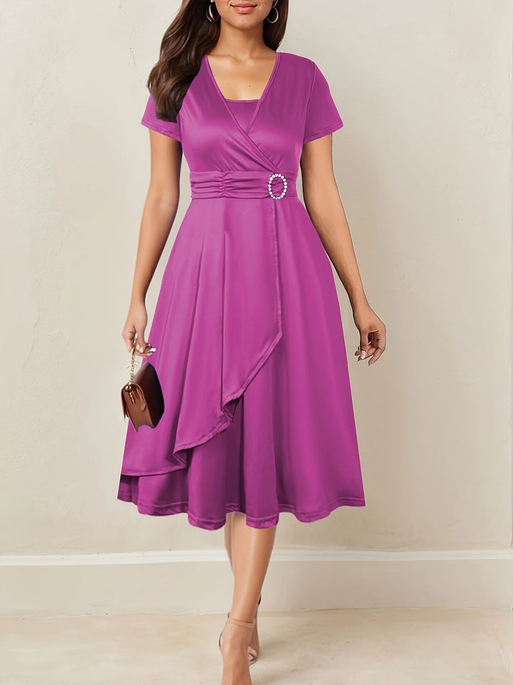 Hilda | Women's Elegant Rhinestone V-Neck Evening Maxi Dress