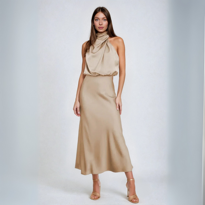 Carlina | Women's Long Maxi dress with halter neckline