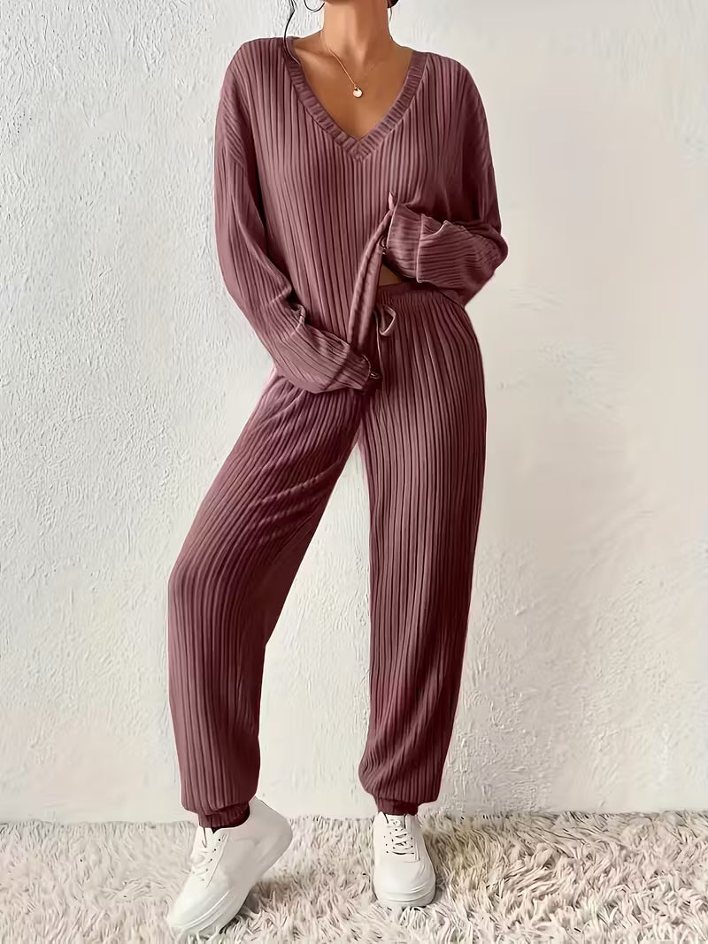 Anja | Women's Relaxed Cozy V-Neck Two-Piece Set