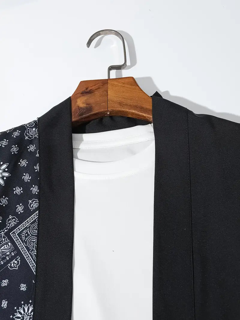 Aki | Men’s Lightweight Kimono Cardigan with Asymmetric Neck and 3/4 Sleeve