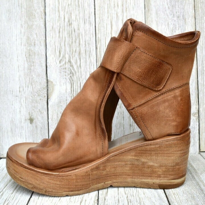Ariana | Women's Orthopedic Open-Toe Bold Buckle Wedge Sandals with Arch Support