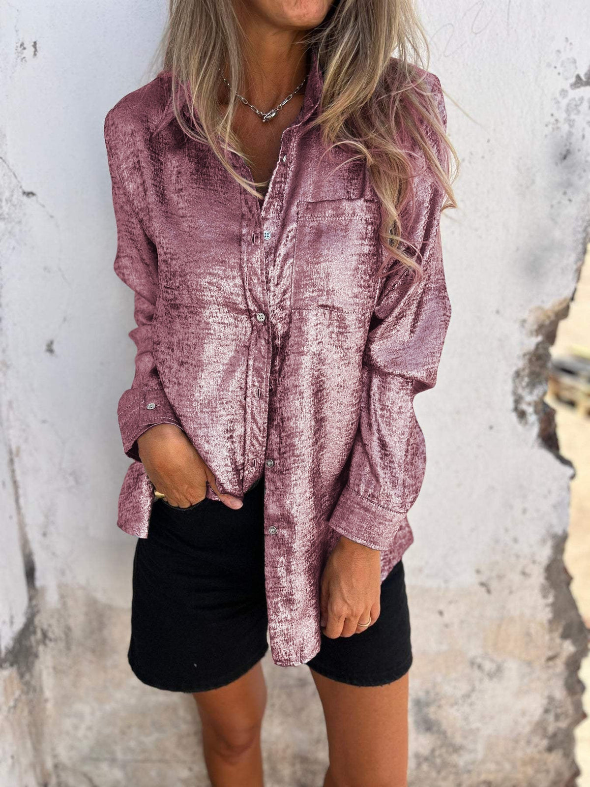 Zella | Women's Longline Relaxed Chic Shimmer Shirt
