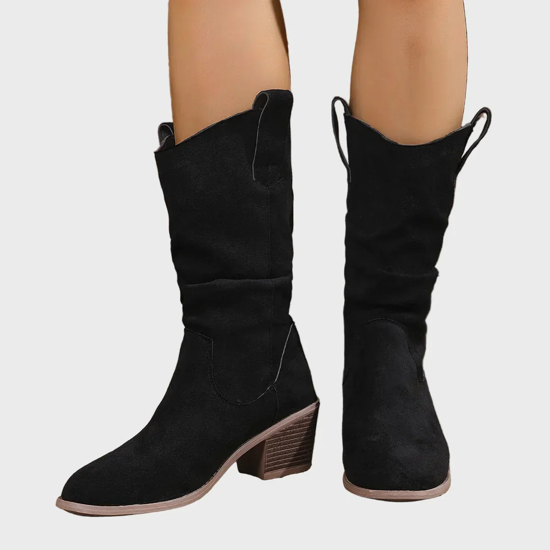 Jade | Women's Cushioned Slip-On Mid-Heel Cowboy Boots