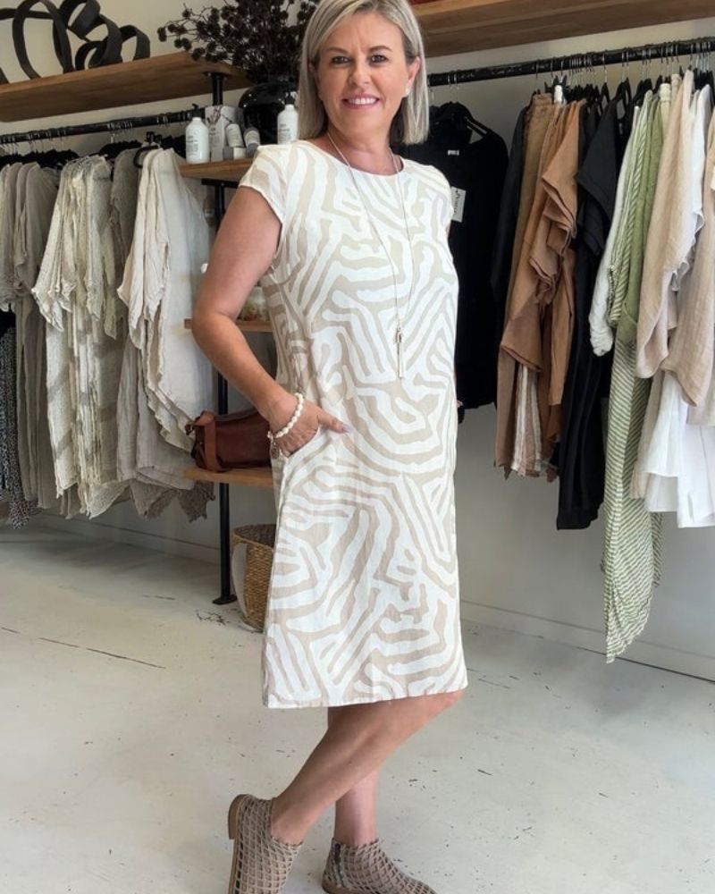 Avanille | Women's Summer Midi Dress with Round Neck