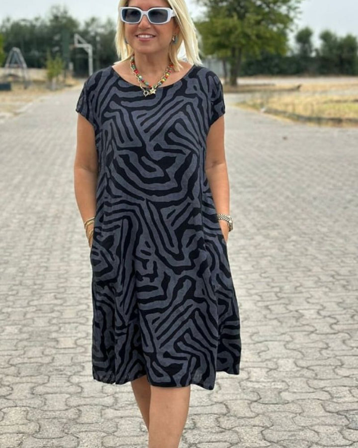 Avanille | Women's Summer Midi Dress with Round Neck