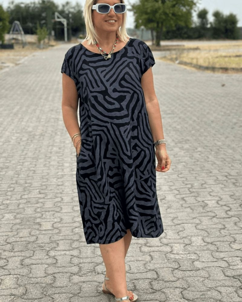 Avanille | Women's Summer Midi Dress with Round Neck