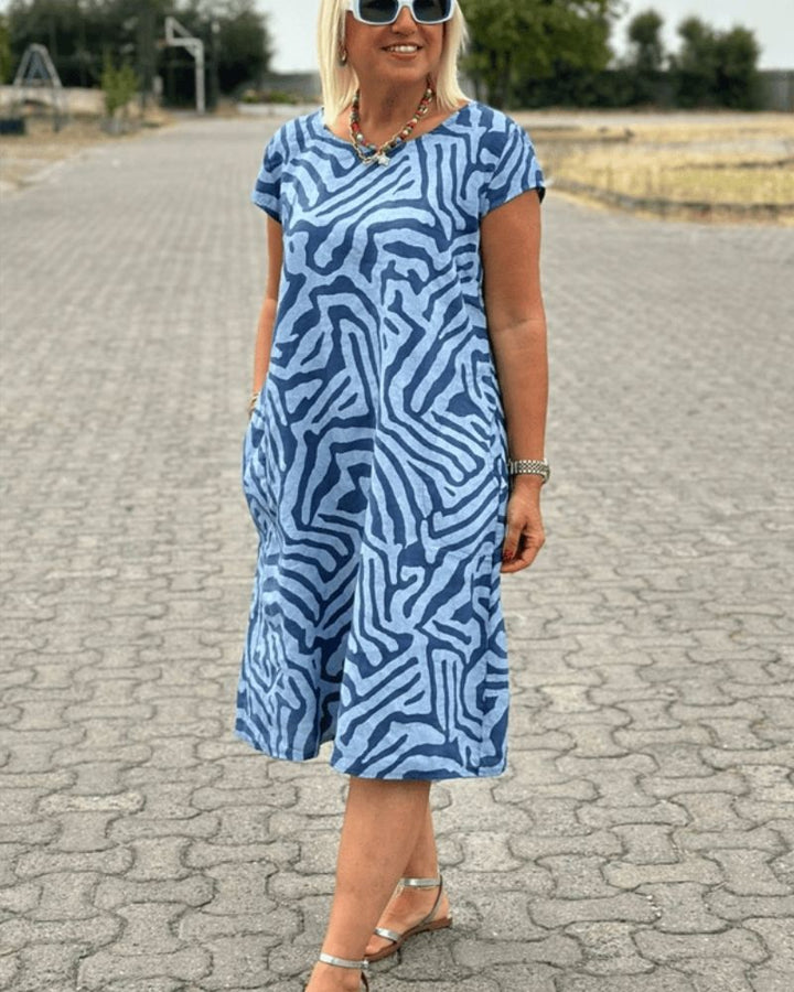 Avanille | Women's Summer Midi Dress with Round Neck