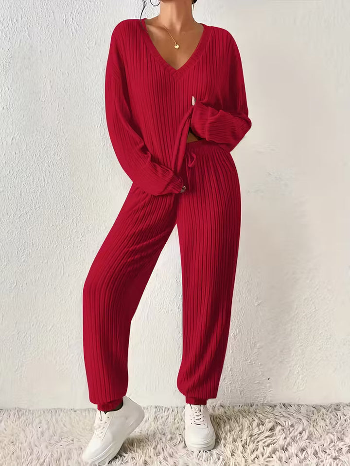 Anja | Women's Relaxed Cozy V-Neck Two-Piece Set