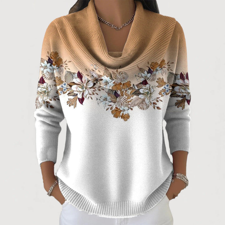 Alora | Women's Floral Print Cowl Neck Jumper