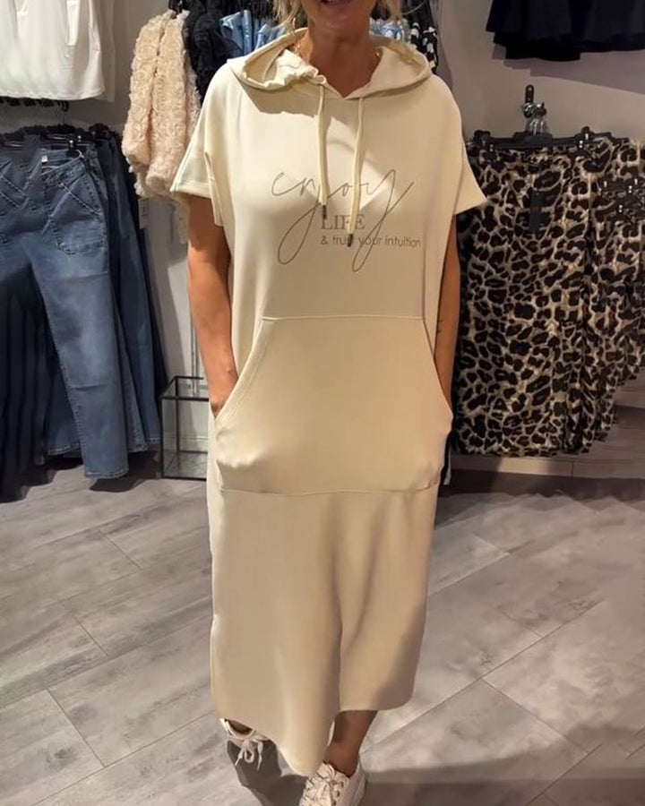 Bridget | Women's Longline Casual Hoodie Midi Dress with Drawstring