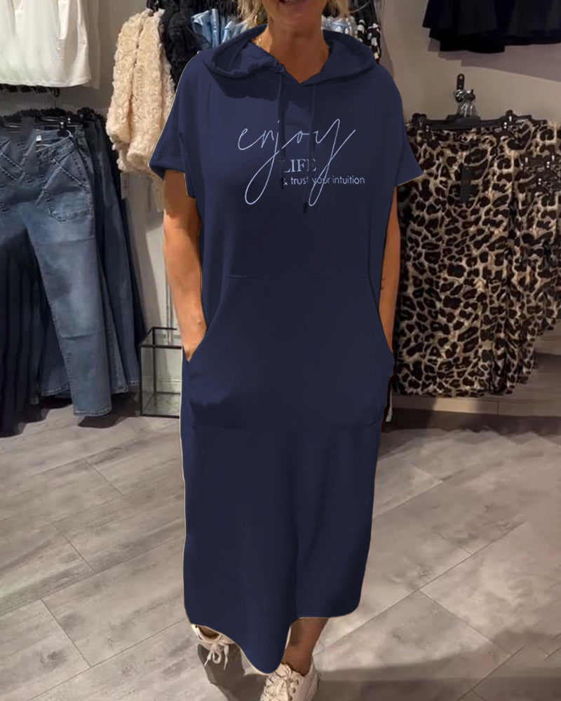 Bridget | Women's Longline Casual Hoodie Midi Dress with Drawstring