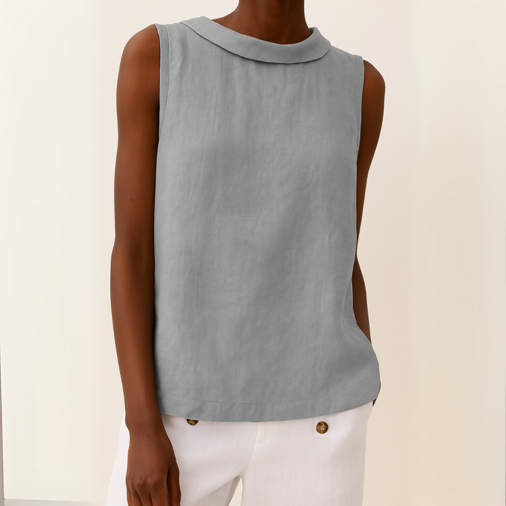Maria | Women's Longline Stylish Sleeveless Top with Elegant Roll Collar