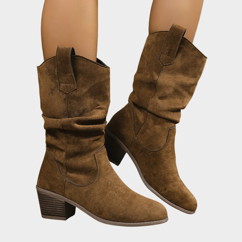 Jade | Women's Cushioned Slip-On Mid-Heel Cowboy Boots