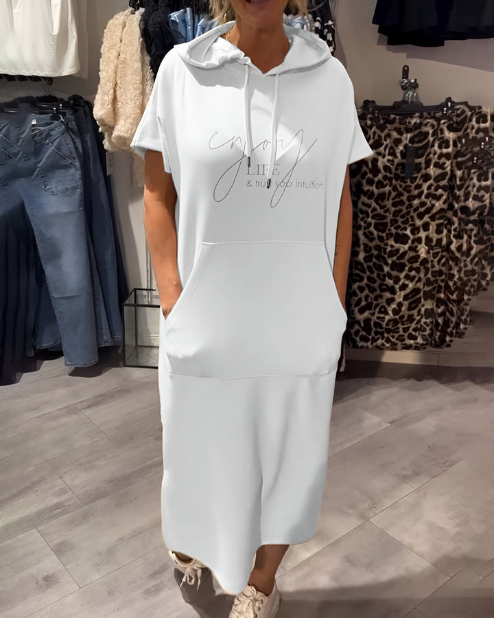 Bridget | Women's Longline Casual Hoodie Midi Dress with Drawstring