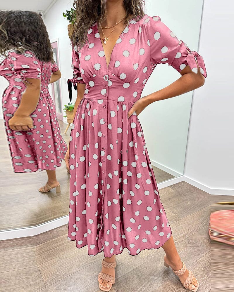 Bellamy | Women's Polka Dots V-Neck Midi Dress