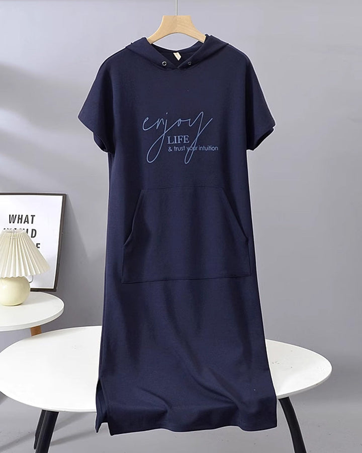 Bridget | Women's Longline Casual Hoodie Midi Dress with Drawstring