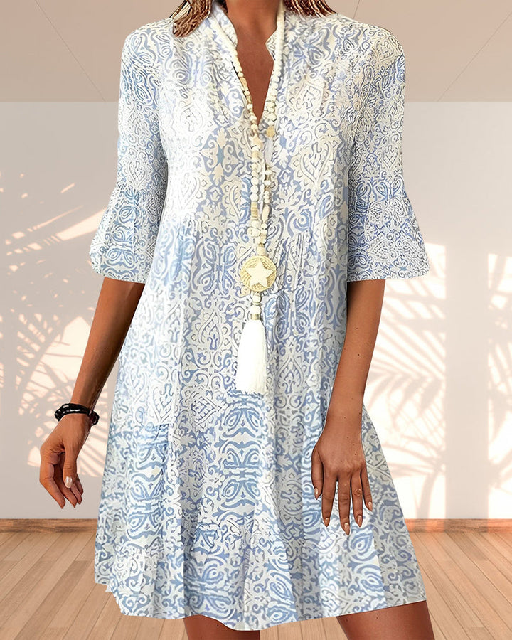 Sarah | Women's Mini Dress with V-Neck and Three-Quarter Sleeves