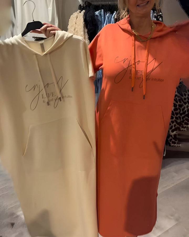 Bridget | Women's Longline Casual Hoodie Midi Dress with Drawstring