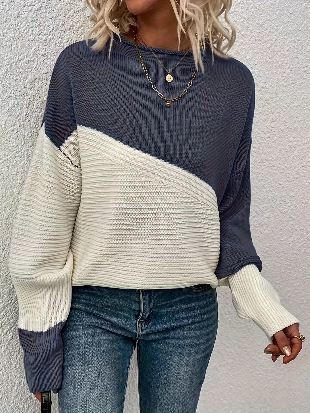 Zelda | Women's Elegant Colour Block Pullover Jumper