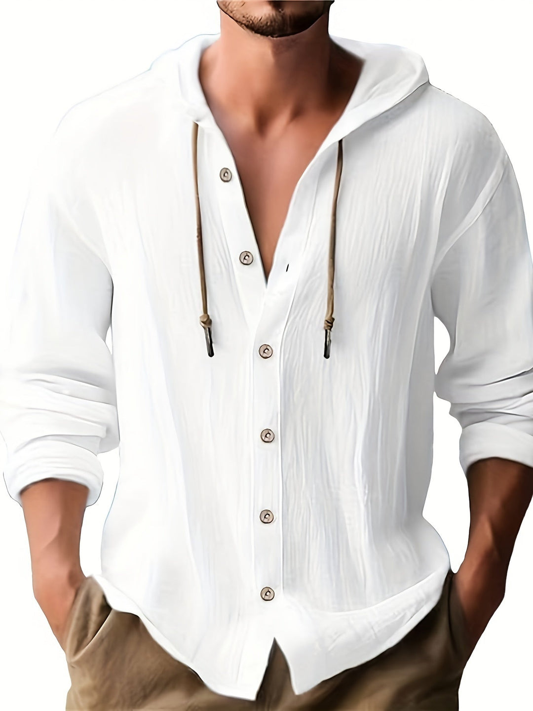 Brian | Men's Hooded Long Sleeve Shirt with Pockets and Drawstring