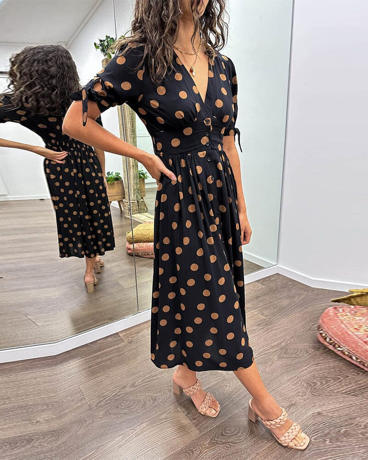 Bellamy | Women's Polka Dots V-Neck Midi Dress
