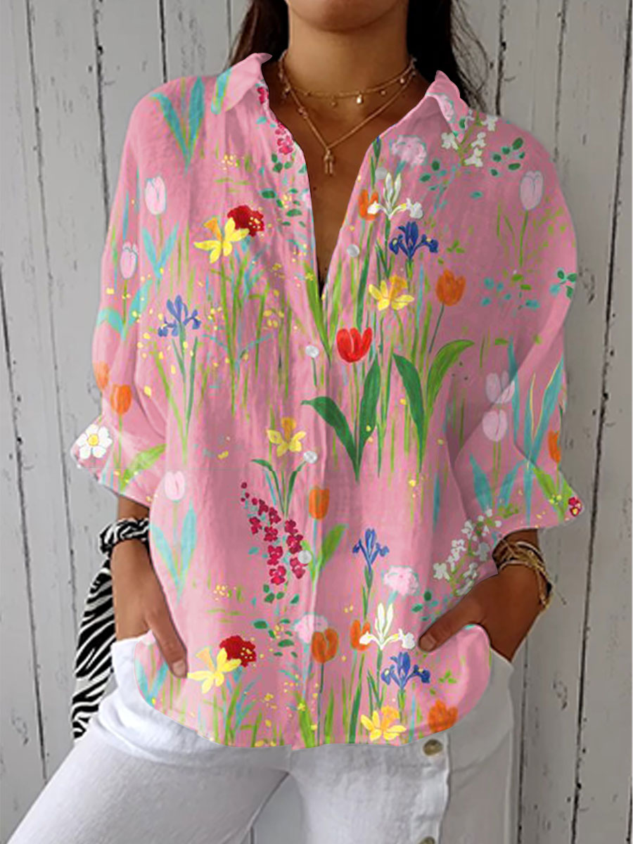 Fiona | Women's Floral Blouse in the Spring Garden