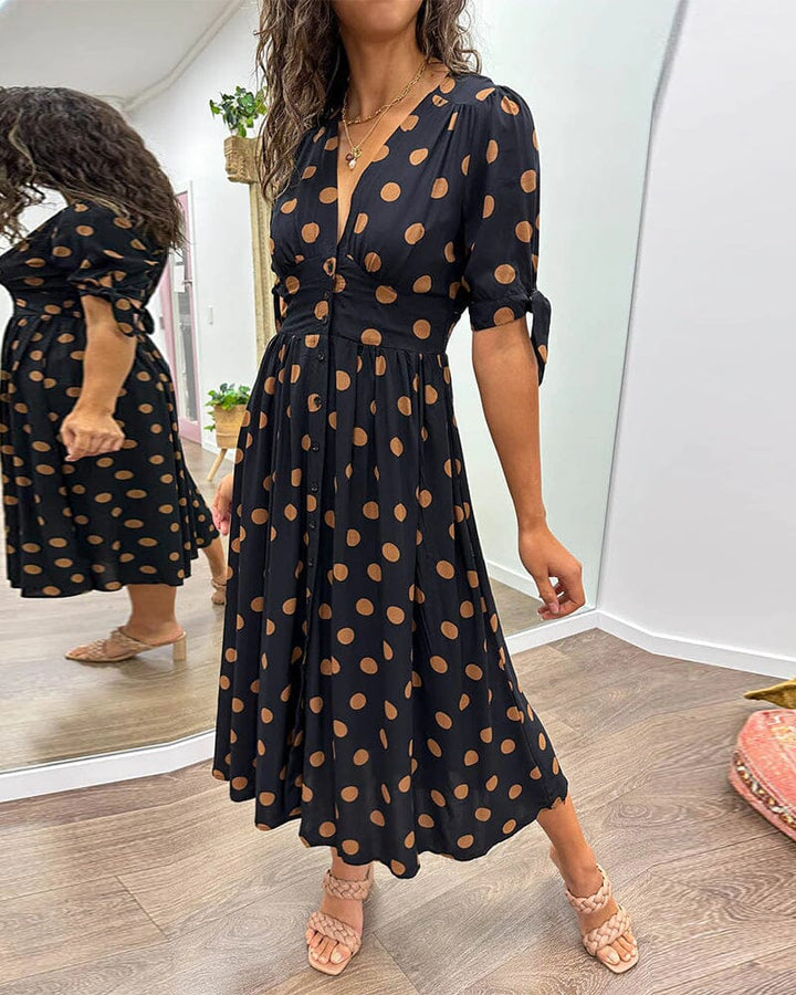 Bellamy | Women's Polka Dots V-Neck Midi Dress