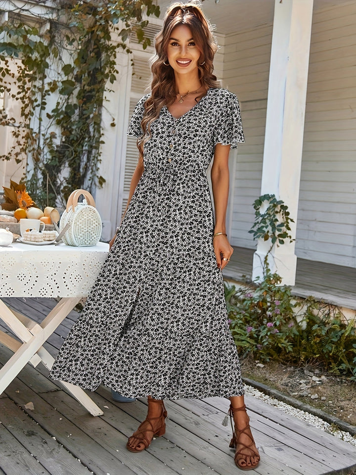 Selina | Women's Elegant Maxibito with V-Neck and Short Sleeve