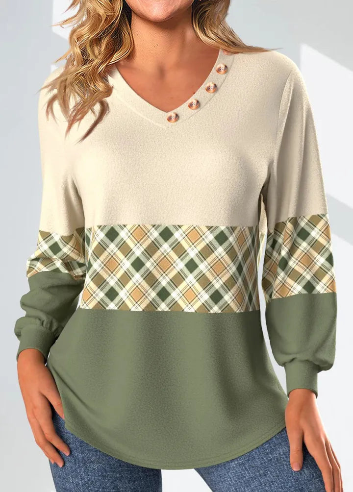 Annelie | Women's Longline Jumper with Checked Detail