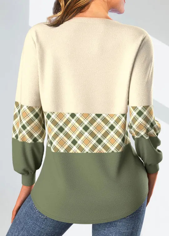 Annelie | Women's Longline Jumper with Checked Detail