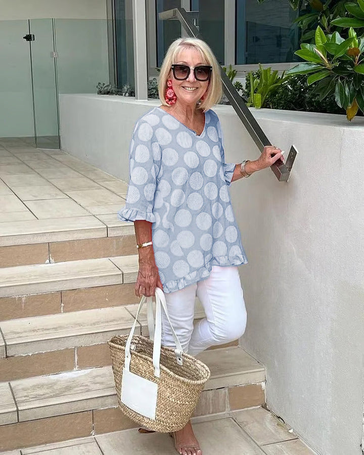 Beth | Women's Polka Dot Stylish V-Neck Blouse