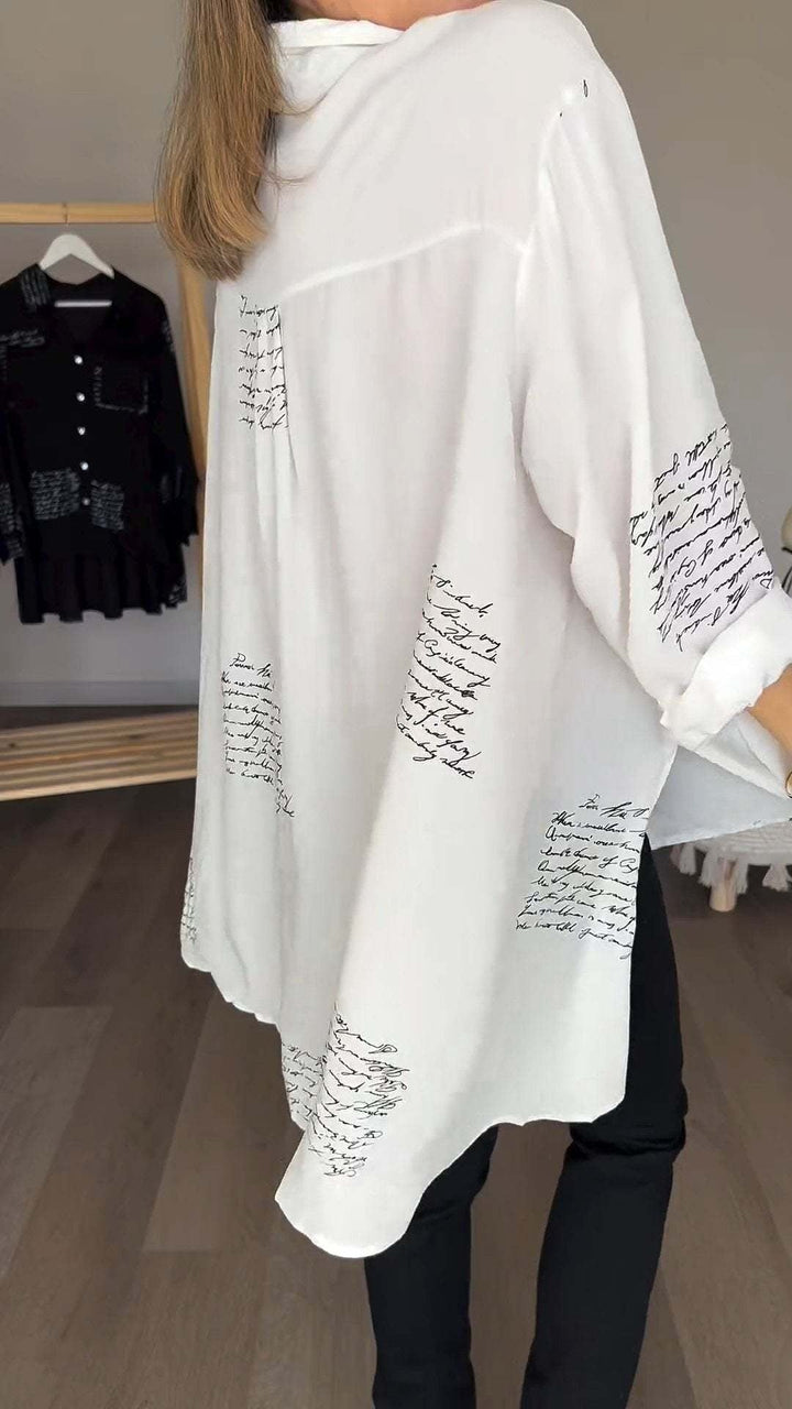 Carla | Women's Longline Handwritten Button-Up Shirt
