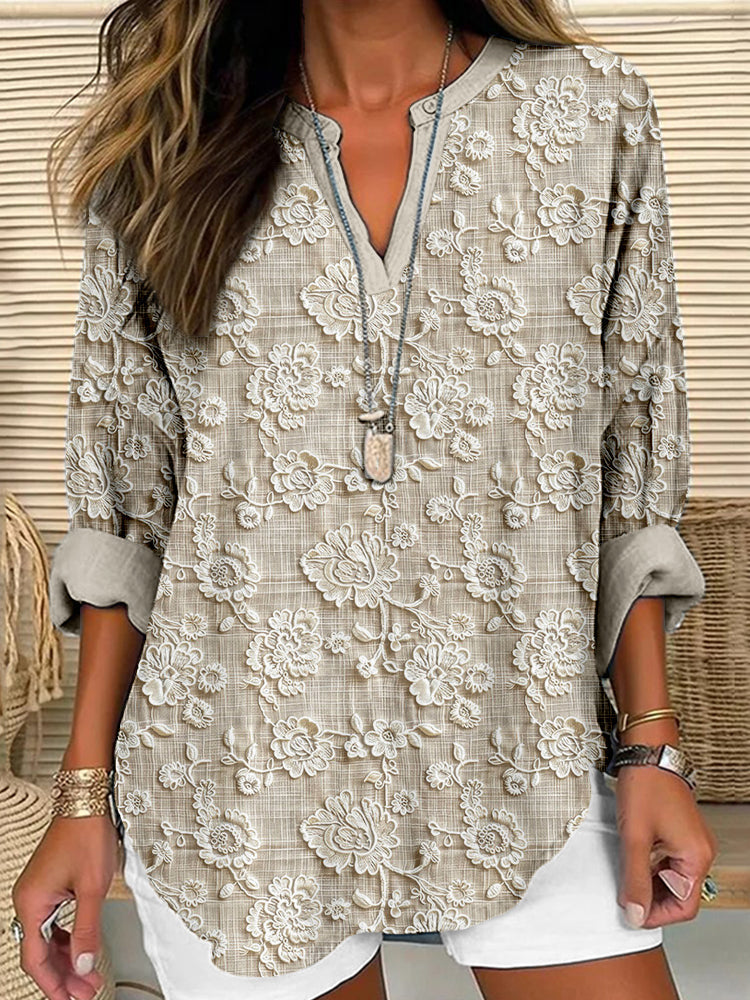 Celara | Women's Floral Timeless Relaxed Blouse