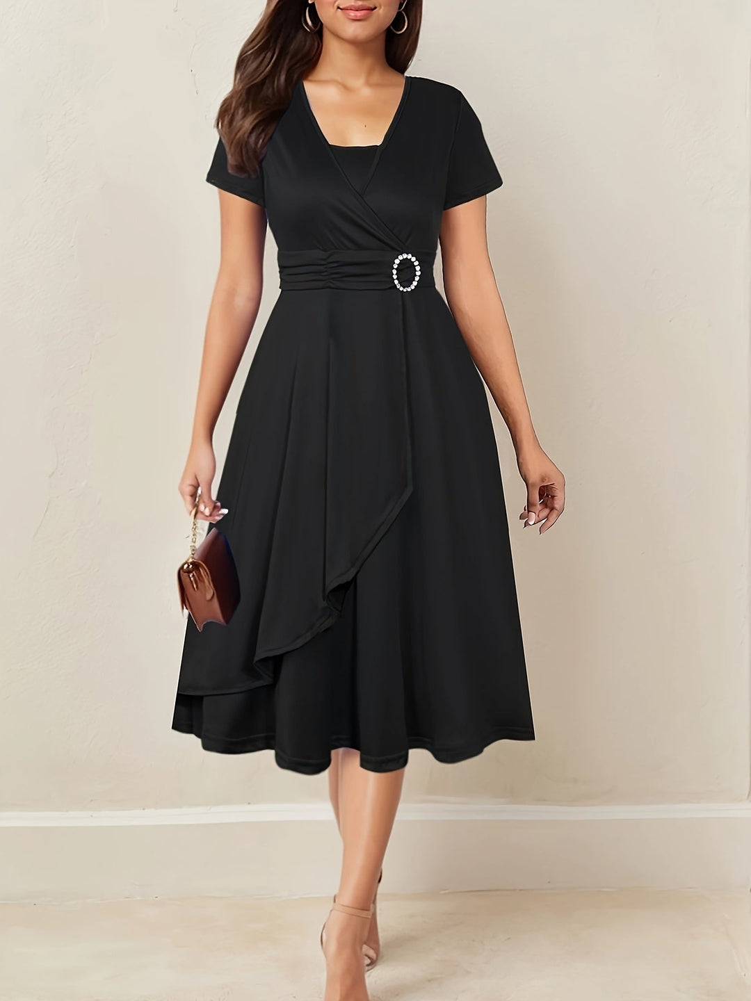 Hilda | Women's Elegant Rhinestone V-Neck Evening Maxi Dress