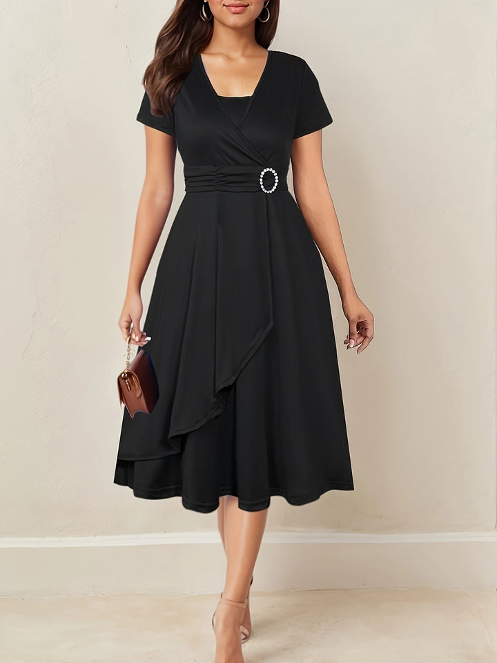 Hilda | Women's Elegant Rhinestone V-Neck Evening Maxi Dress